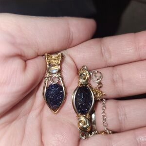 Gold and Blue Cat Pendant Necklace